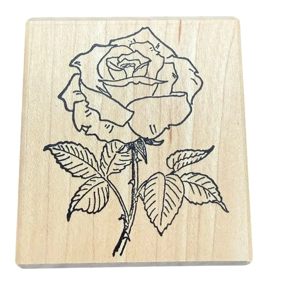 Heartfelt Creations Single Rose Flower Rubber Stamp